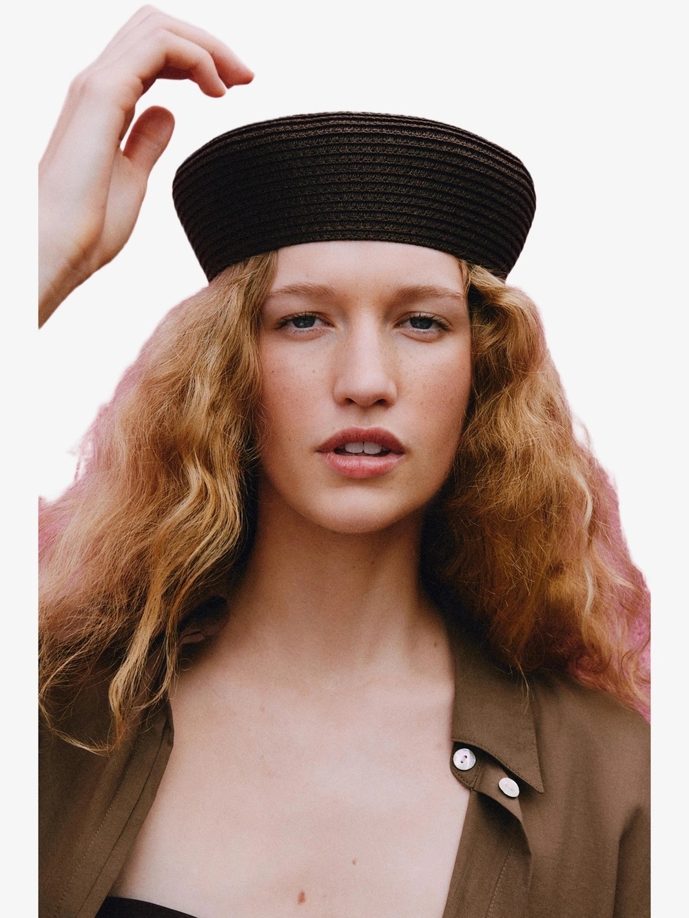 Zara Black Straw Pillbox Hat